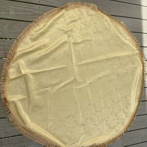 Vintage Gold Lebanese Damask Round Tablecloth Brocade 54” Middle Eastern